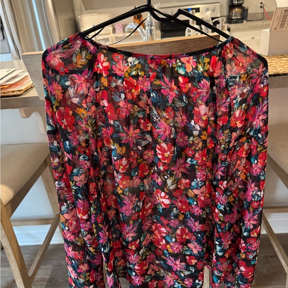 VINCE CAMUTO Women's Black Curved Hem Long Sleeve Peasant Top XL - Picture 5 of 7